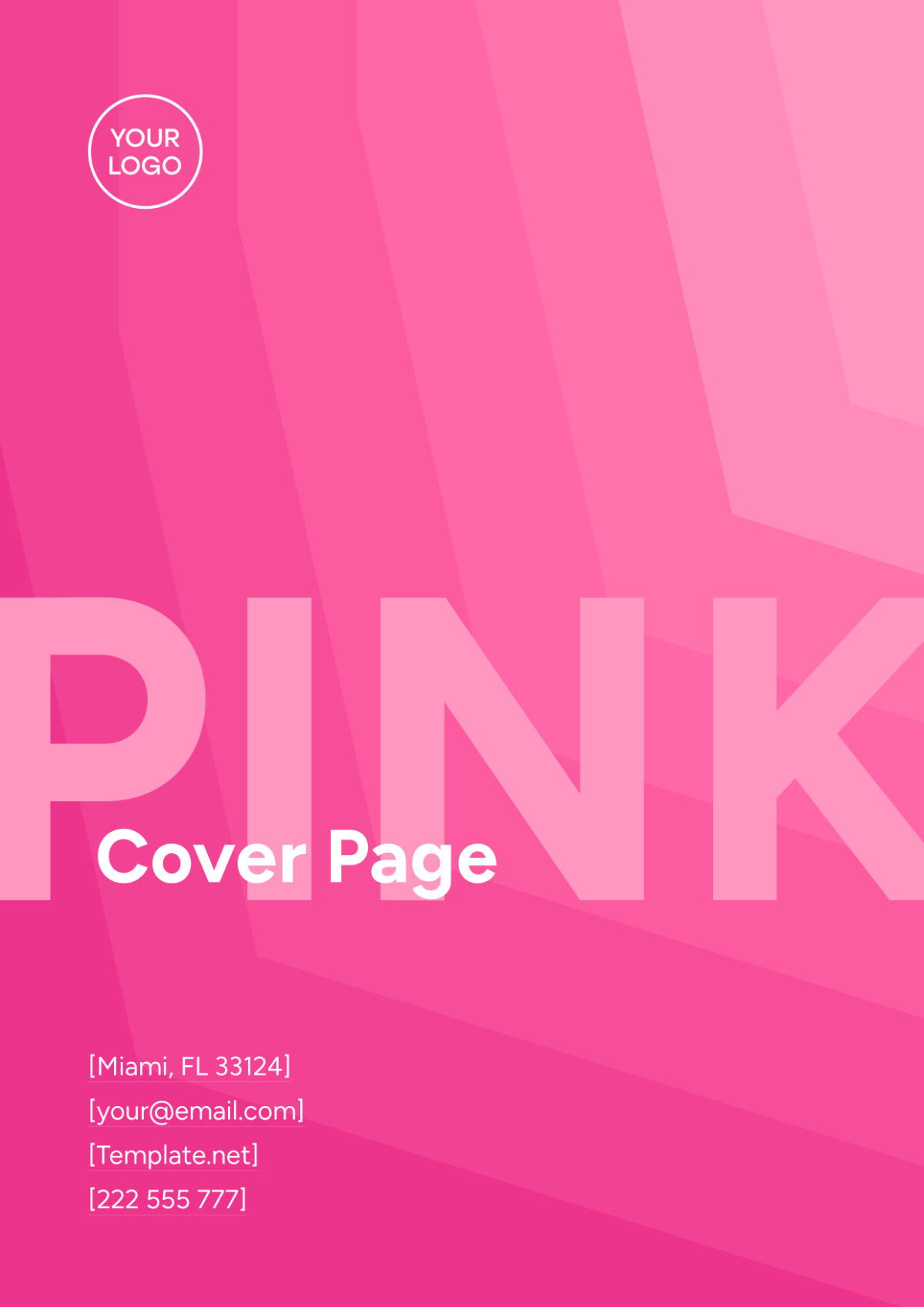 Pink Title Cover Page Template