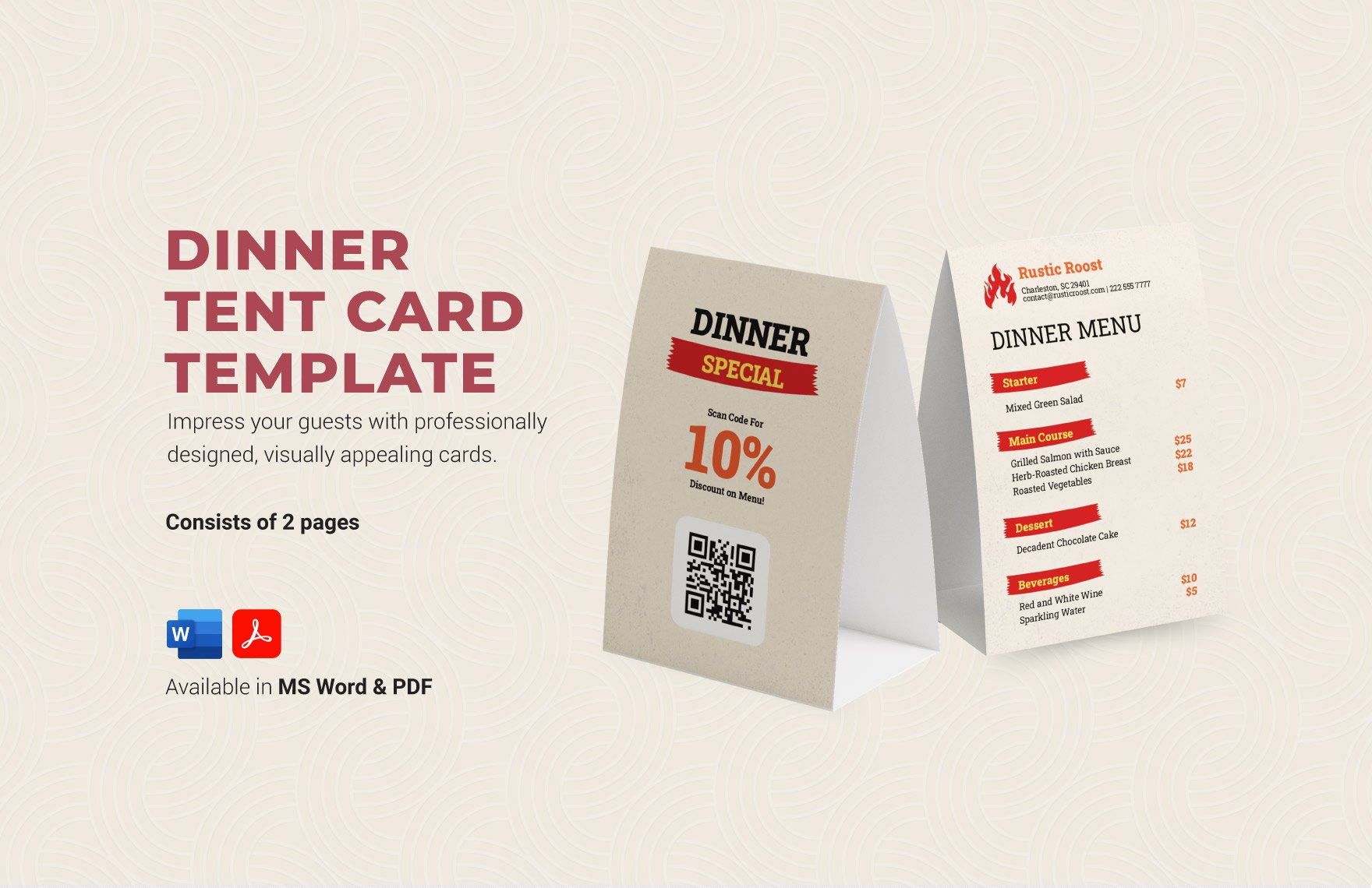 Free Dinner Tent Card Template in Word, PDF