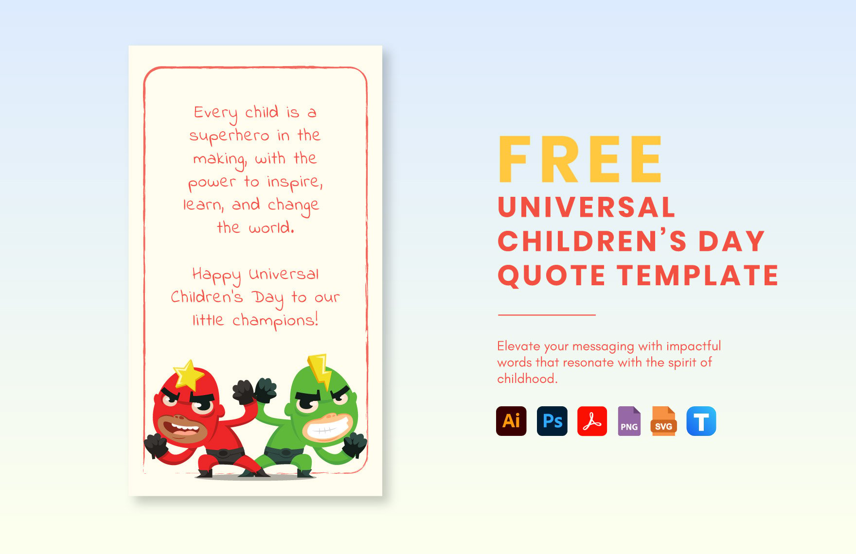Free Universal Children’s Day Quote in PDF, Illustrator, PSD, SVG, PNG