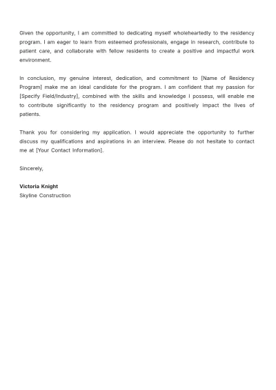 Free Residency Letter Of Intent Template to Edit Online