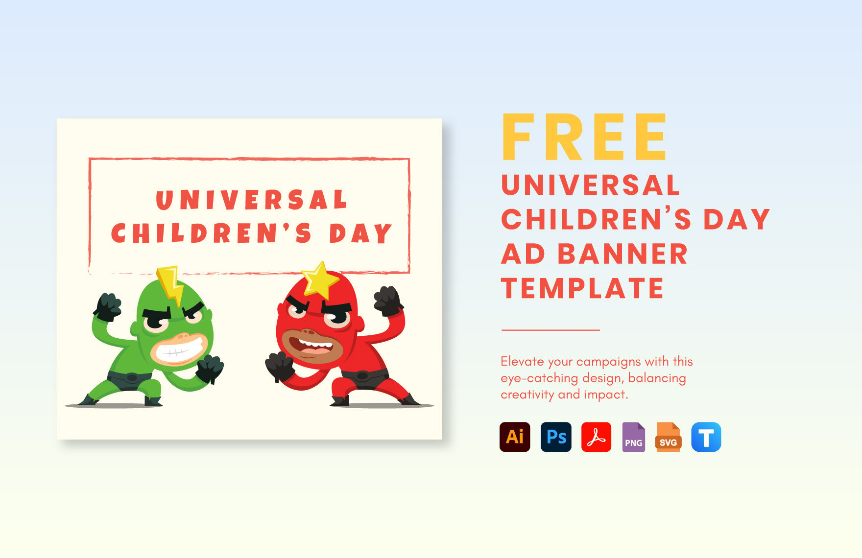 Free Universal Children’s Day Ad Banner Template in PDF, Illustrator, PSD, SVG, PNG
