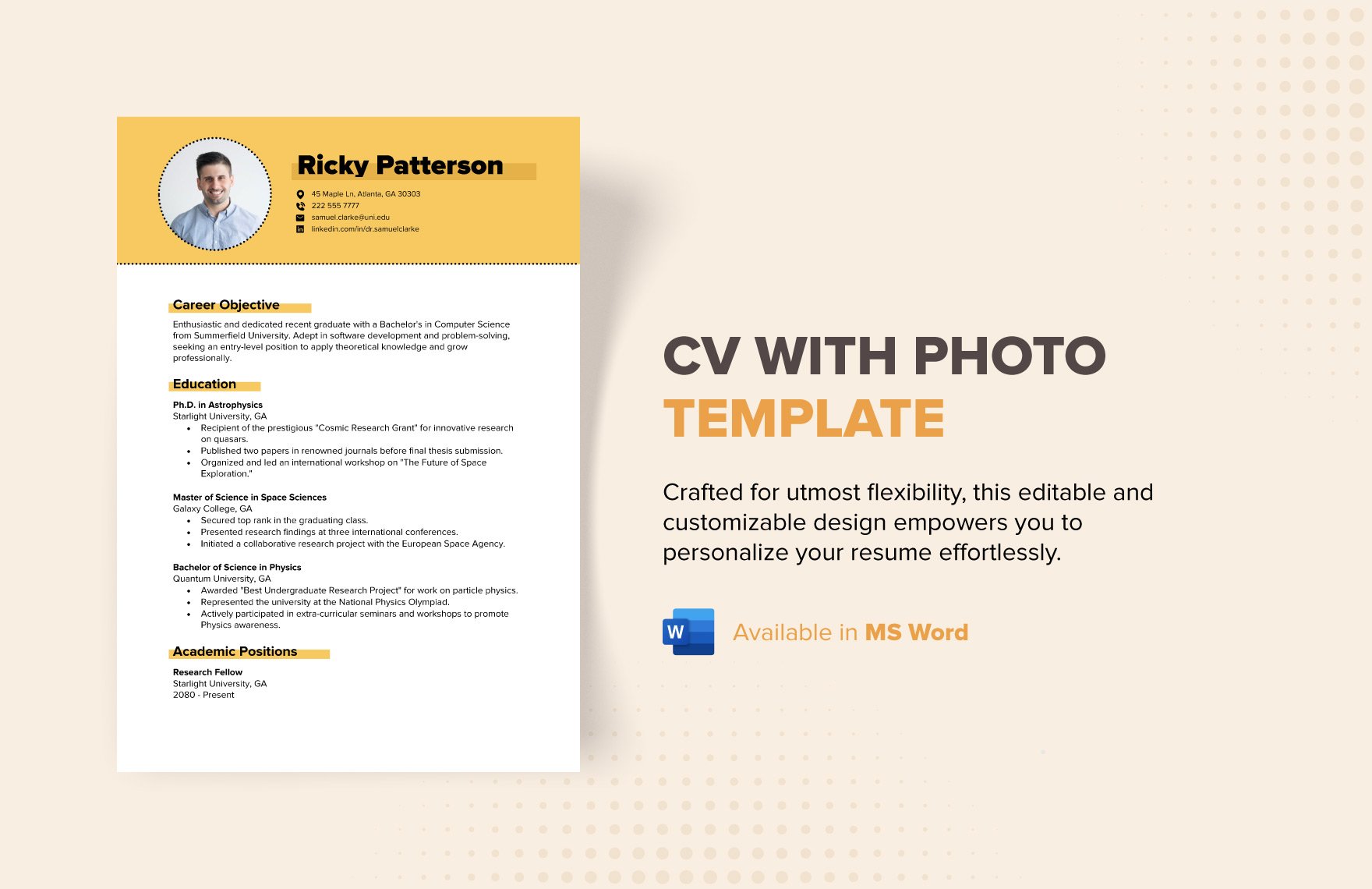 CV with Photo Template