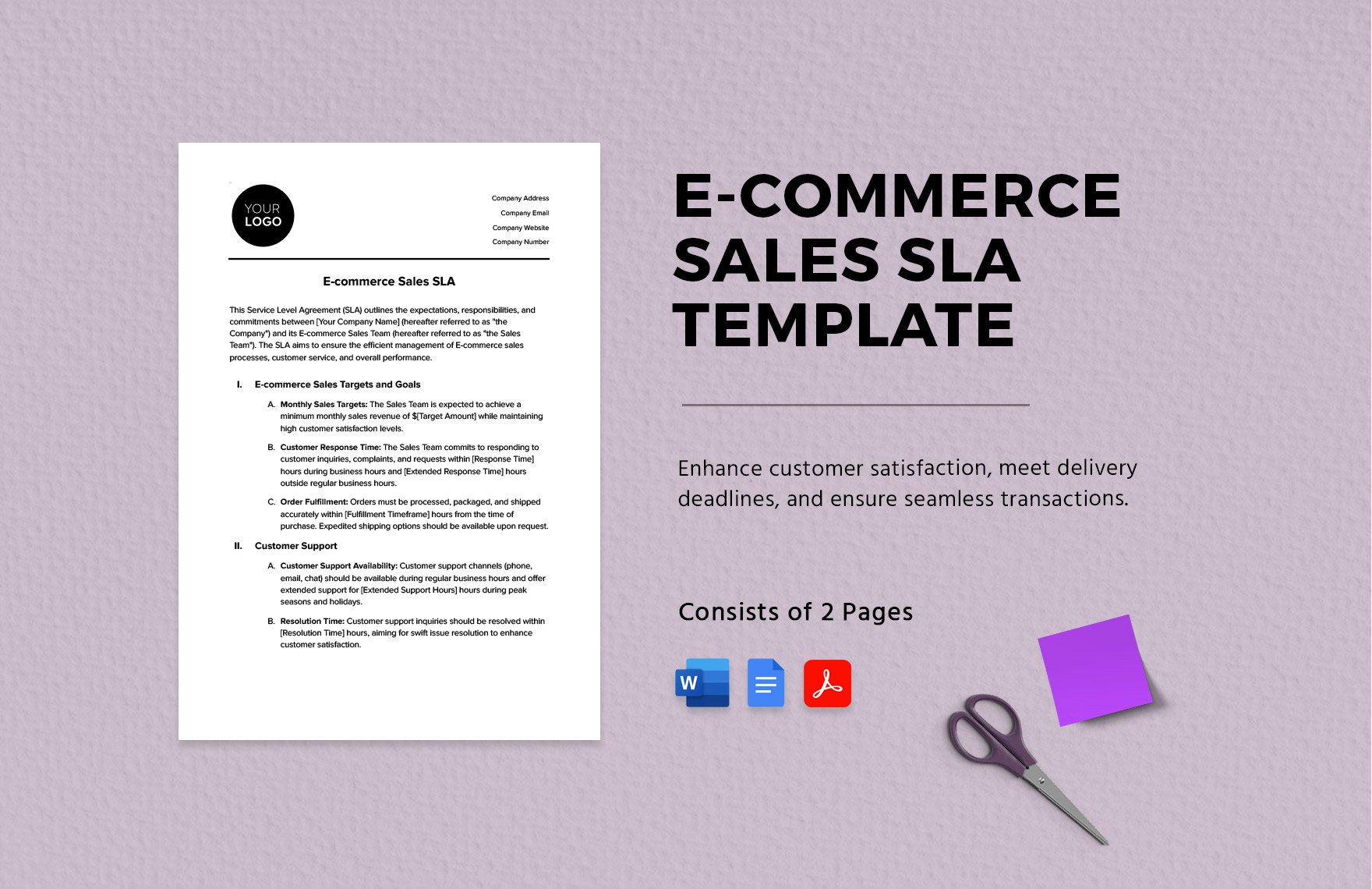 E-commerce Sales SLA Template in Word, Google Docs, PDF