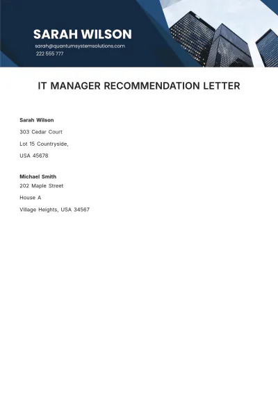 Free VIT Manager Recommendation Letter Template to Edit Online