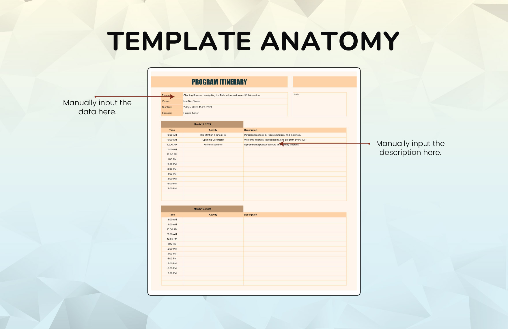 Program Itinerary Template