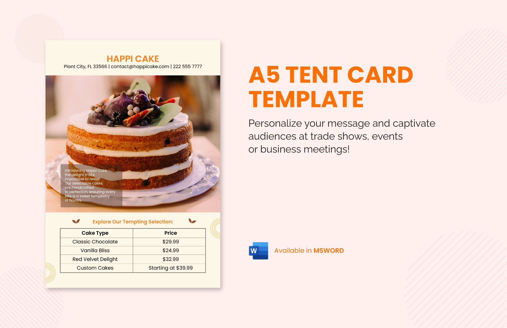 A5 Tent Card Template