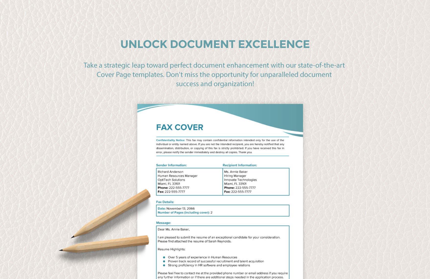 Resume Fax Cover Template