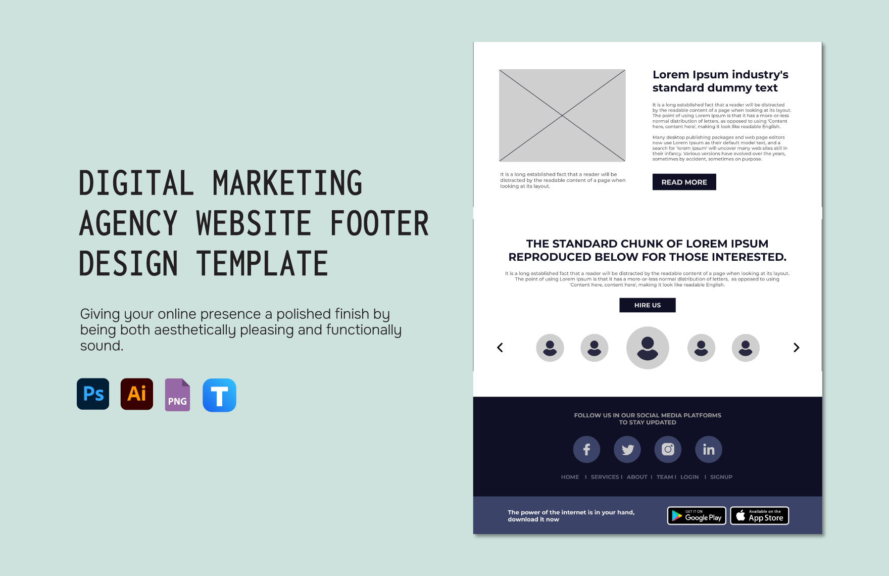 Digital Marketing Agency Website Footer Design Template in PSD