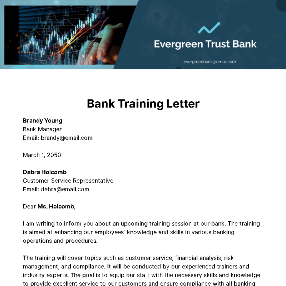 Bank Training Letter Template