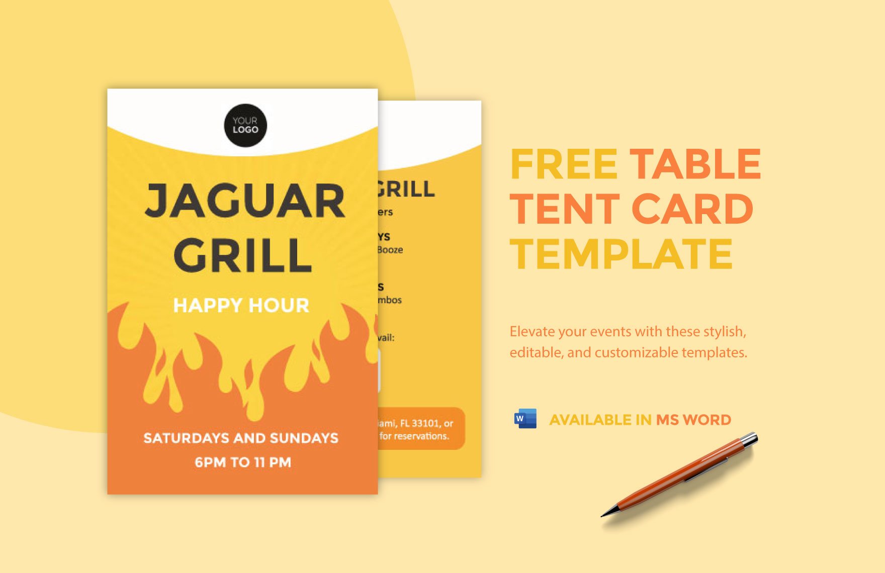 Table Tent Card Template