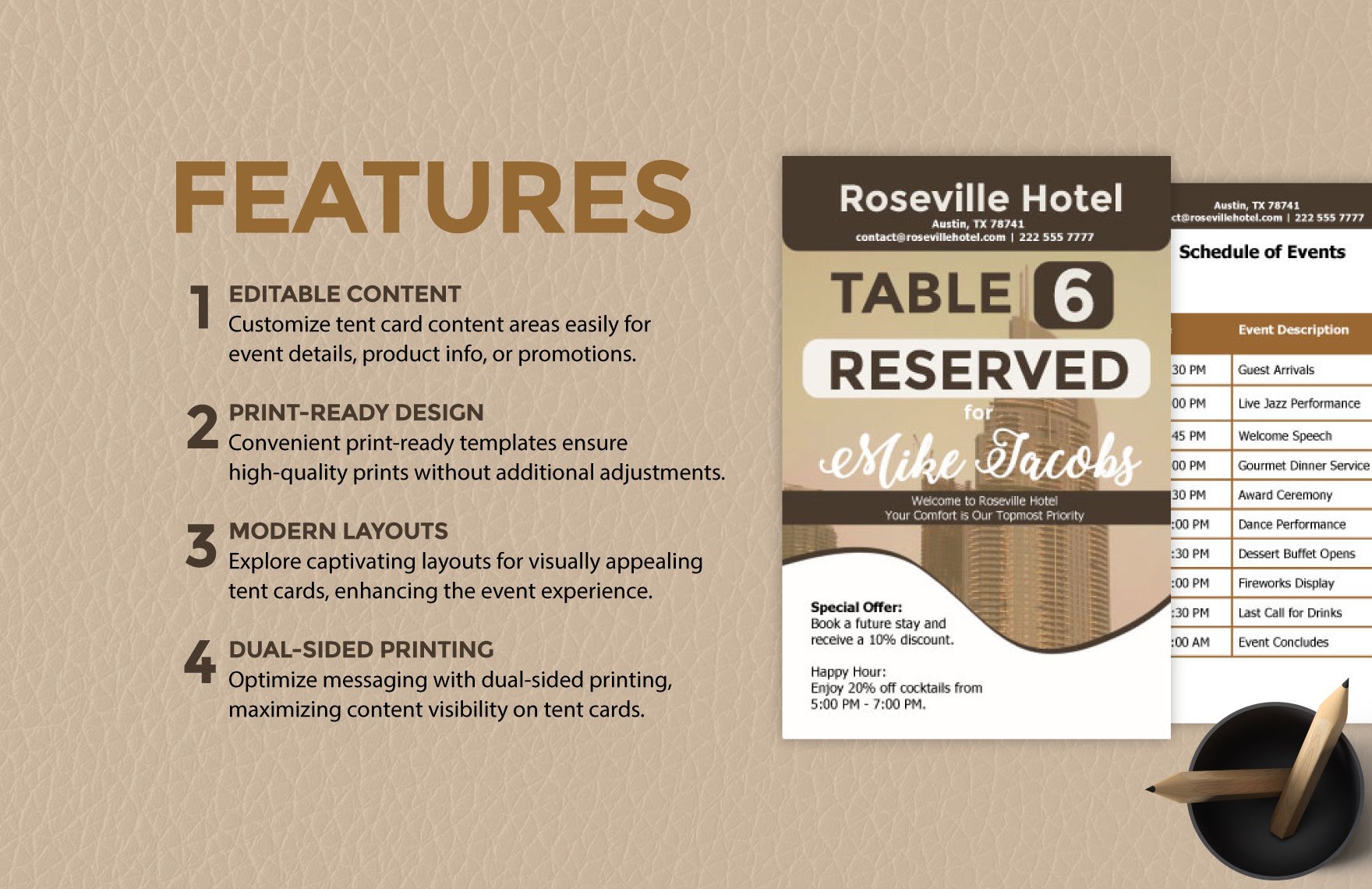 Reserved Tent Card Template