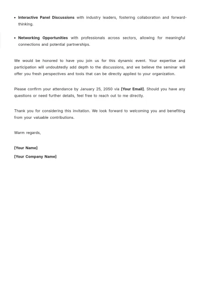 Free Professional Hotel Invitation Letter Template to Edit Online