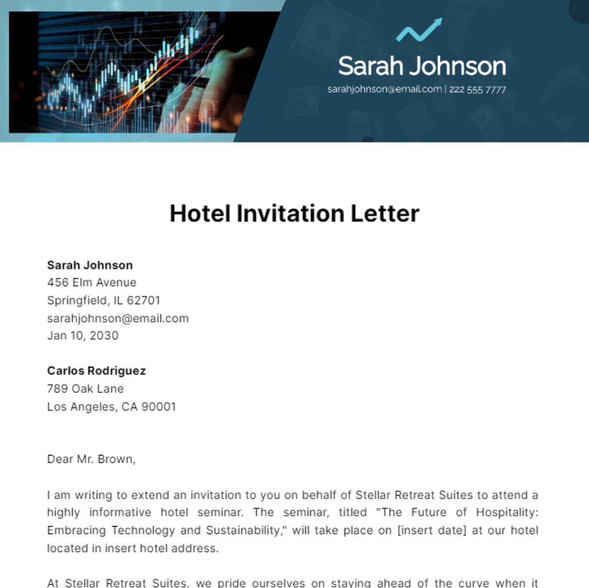 Hotel Invitation Letter Template
