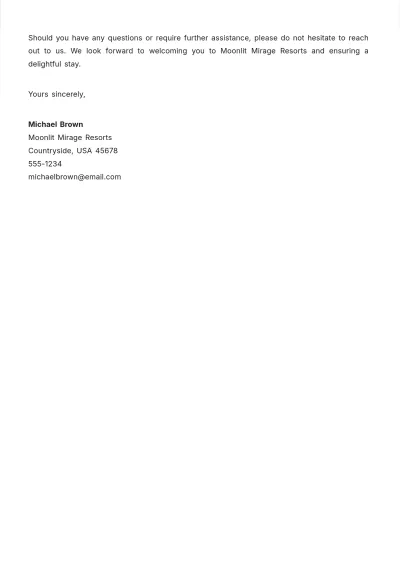 Free Hotel Offer Letter Template to Edit Online