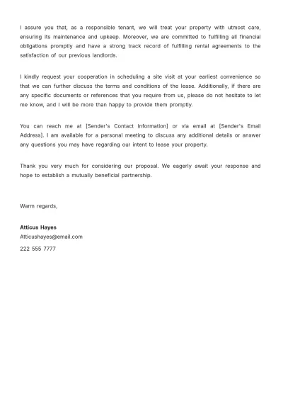 Free Lease Letter of Intent (LOI) to Rent Residential Property Template to Edit Online