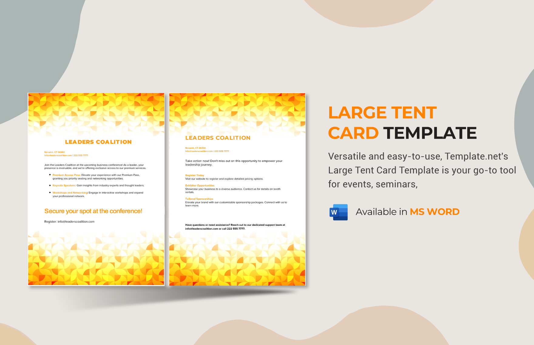 Large Tent Card Template In Word Download Template