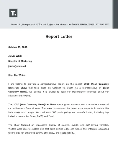 Free Report Letter Template to Edit Online