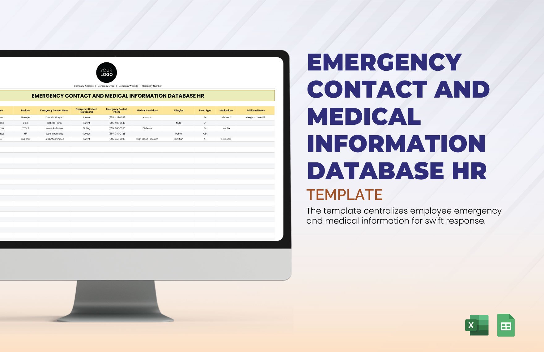 Emergency Contact and Medical Information Database HR Template