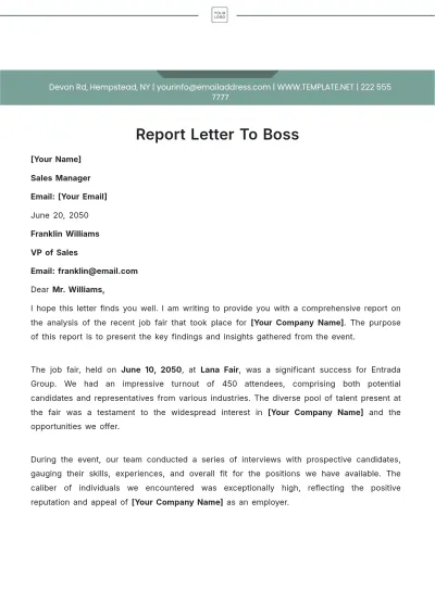 Free Report Letter to Boss Template to Edit Online