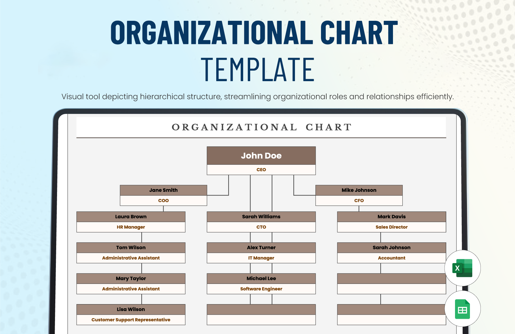 Free Organizational Chart Template in Excel, Google Sheets