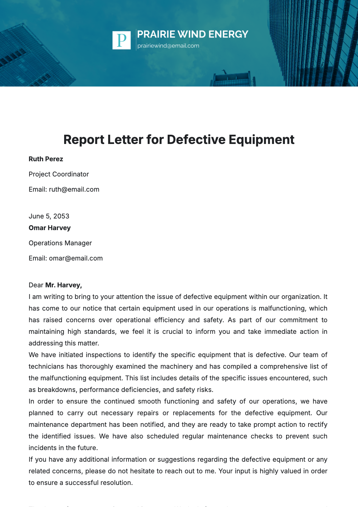 Report Letter for Defective Equipment Template - Edit Online & Download