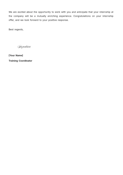 Free Internship Training Letter Template to Edit Online