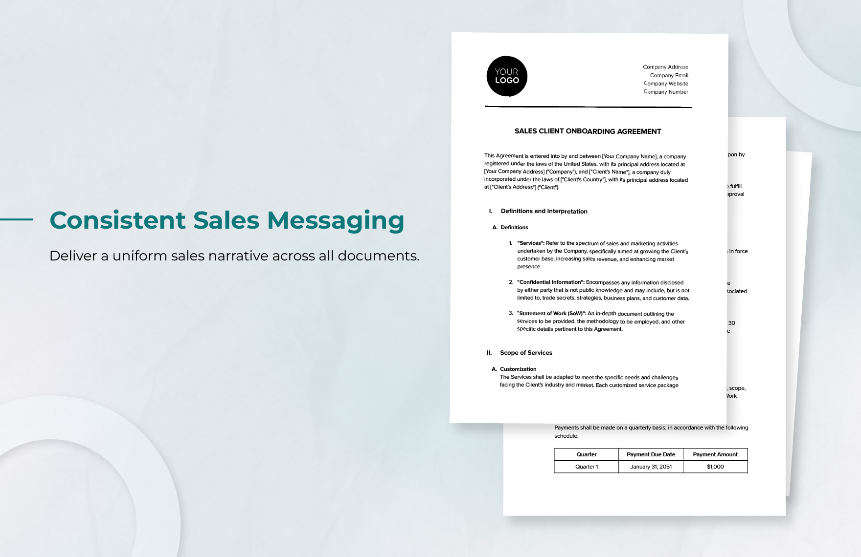 Sales Client Onboarding Agreement Template