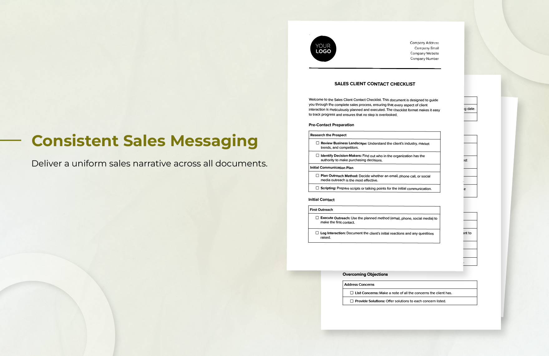Sales Client Contact Checklist Template