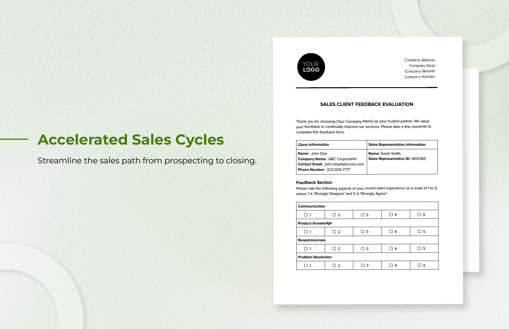 Sales Client Feedback Evaluation Template