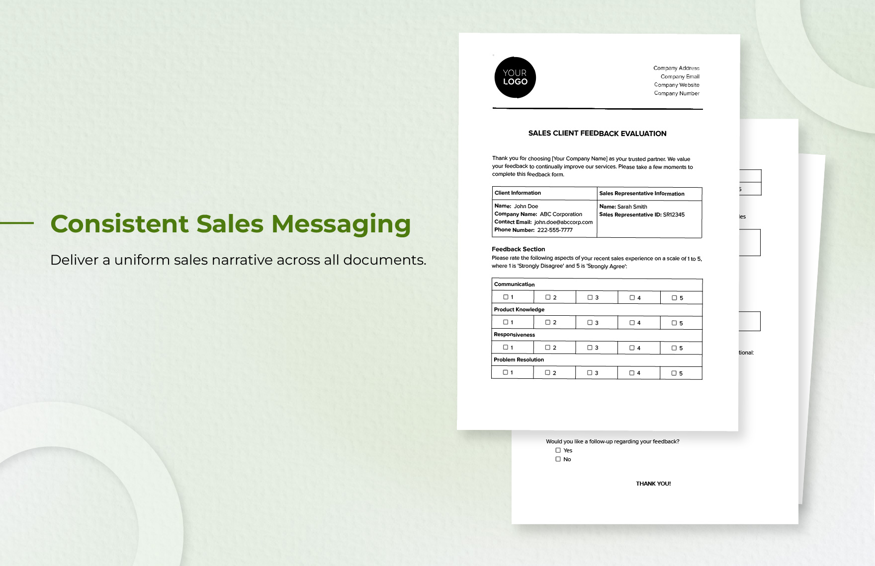 Sales Client Feedback Evaluation Template