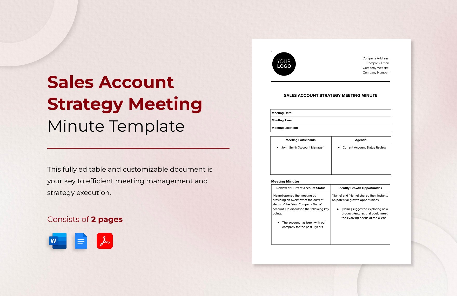 Sales Account Strategy Meeting Minute Template