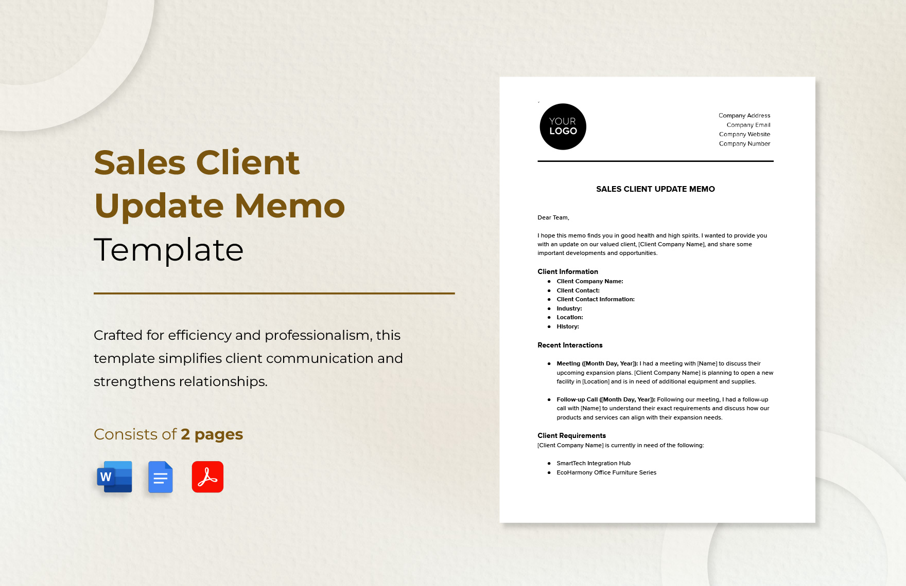 Sales Client Update Memo Template in Word, PDF, Google Docs - Download | Template.net