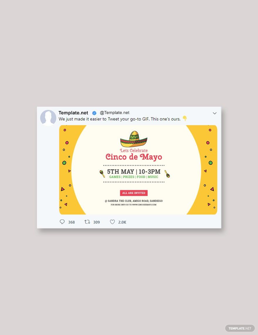 Free Cinco de Mayo Day Twitter Post Template in PSD
