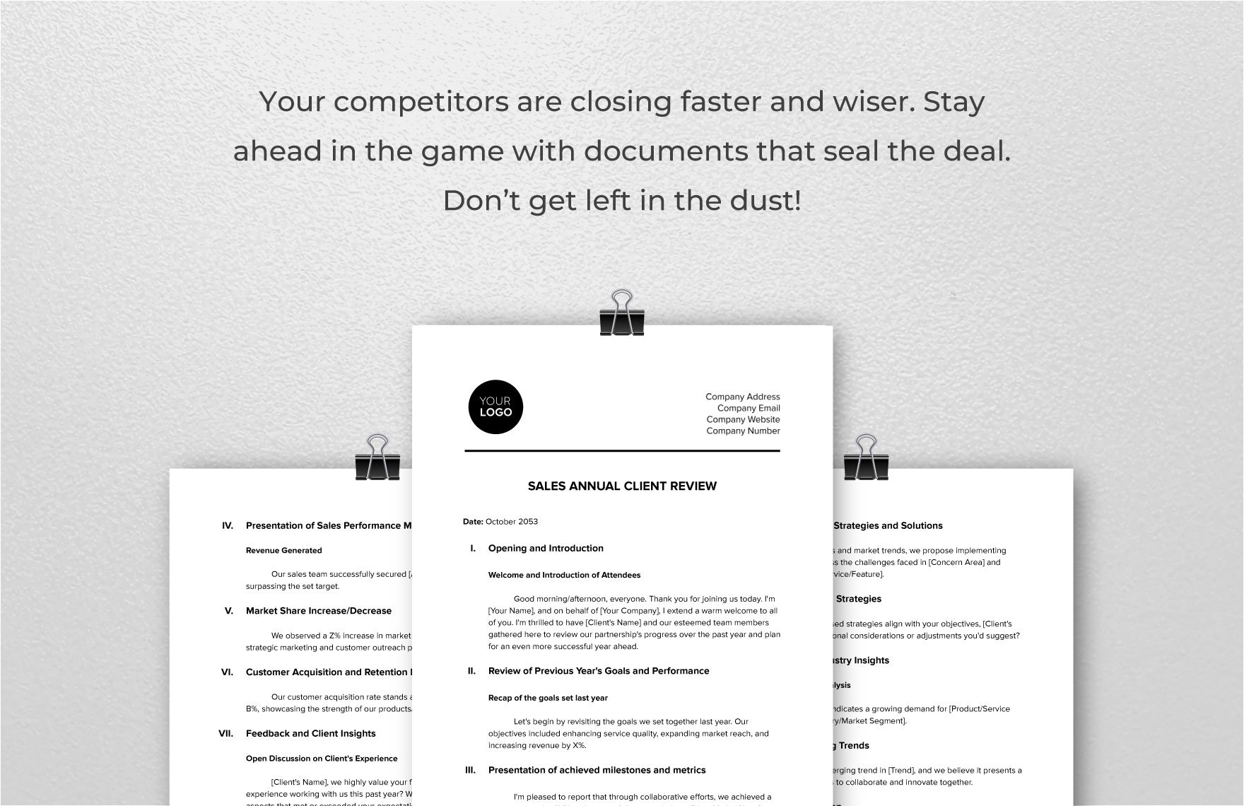Sales Annual Client Review Template