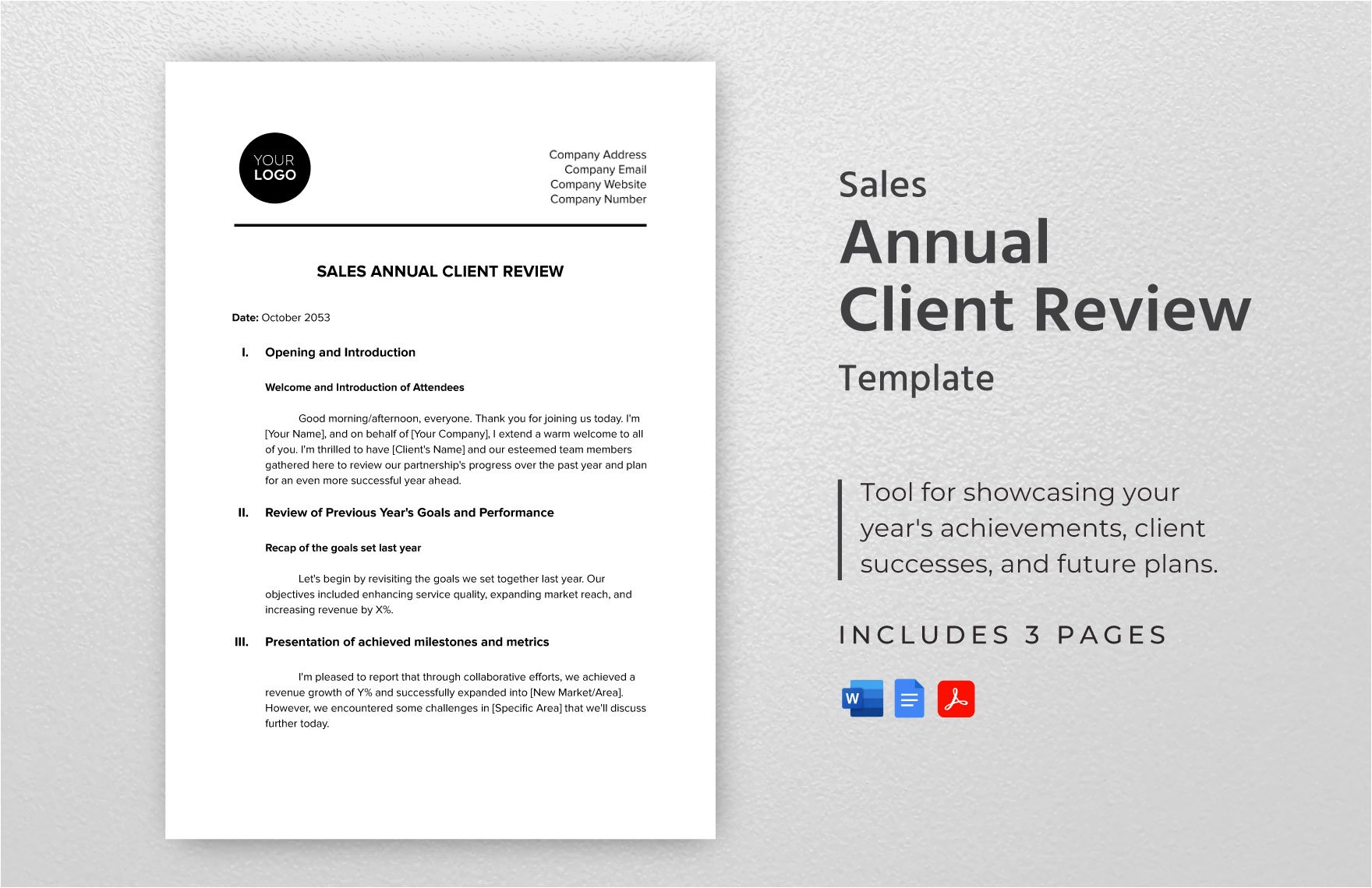 Sales Annual Client Review Template in Word, Google Docs, PDF