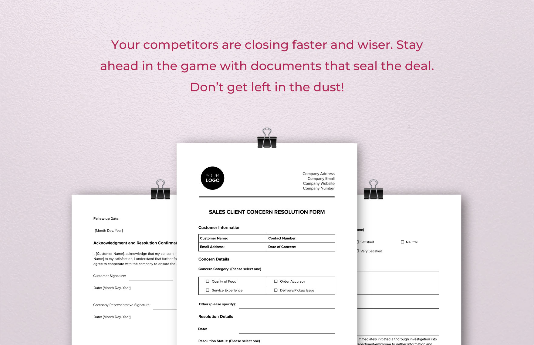 Sales Client Concern Resolution Form Template