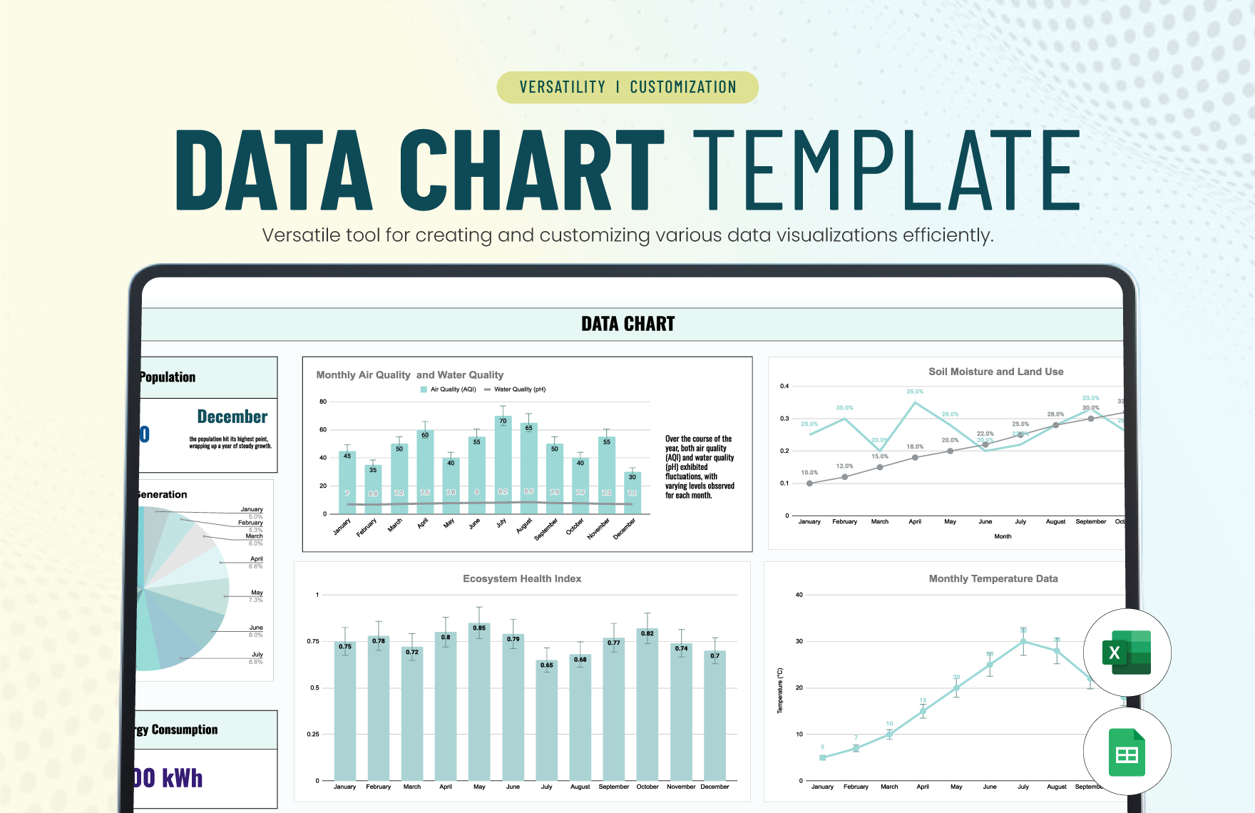 Data Chart Template in Excel, Google Sheets