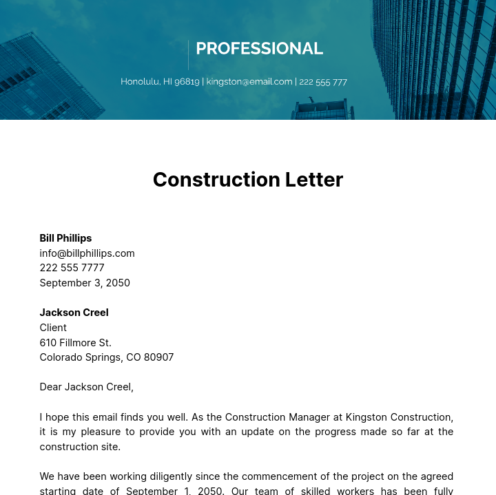 Construction Letter - Edit Online & Download | Template.net