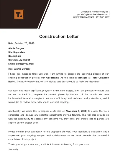 Free Construction Letter Template to Edit Online
