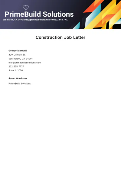 Free Construction Job Letter Template to Edit Online