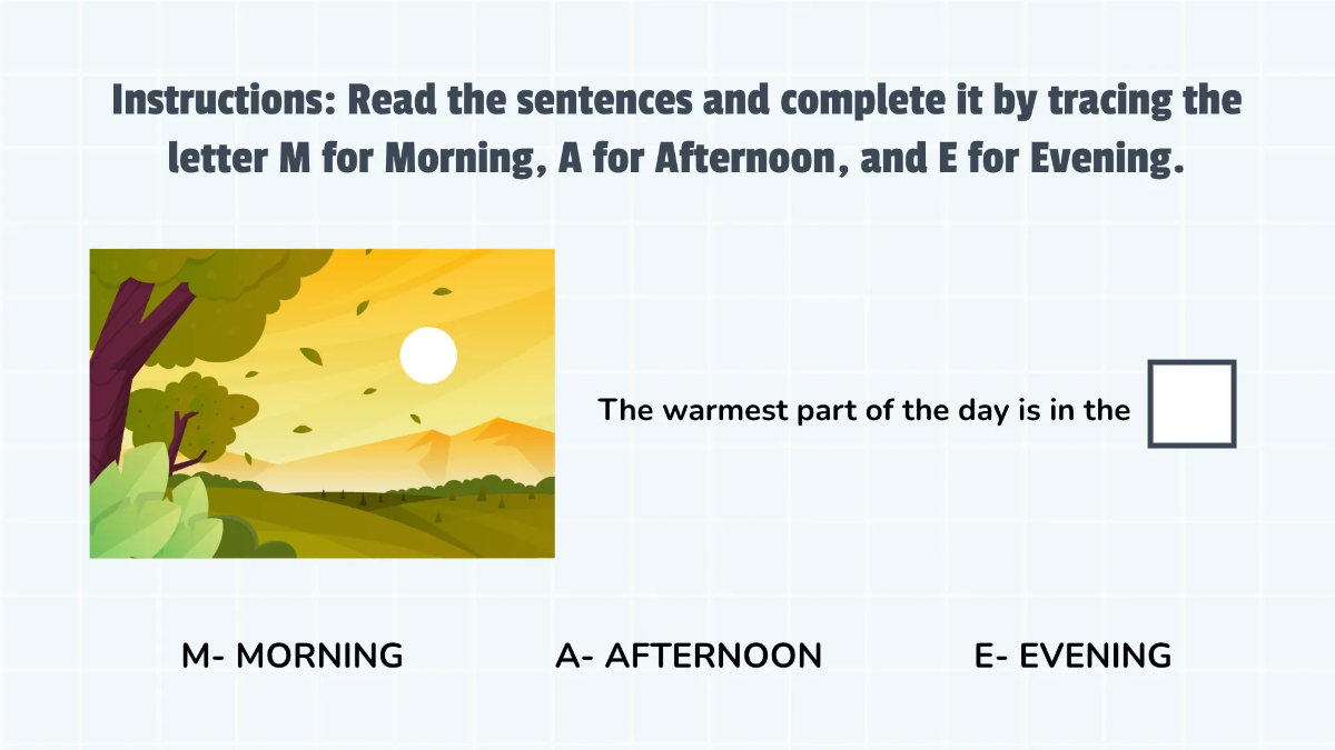 Free Recognizing Morning, Afternoon, and Nighttime Template to Edit Online