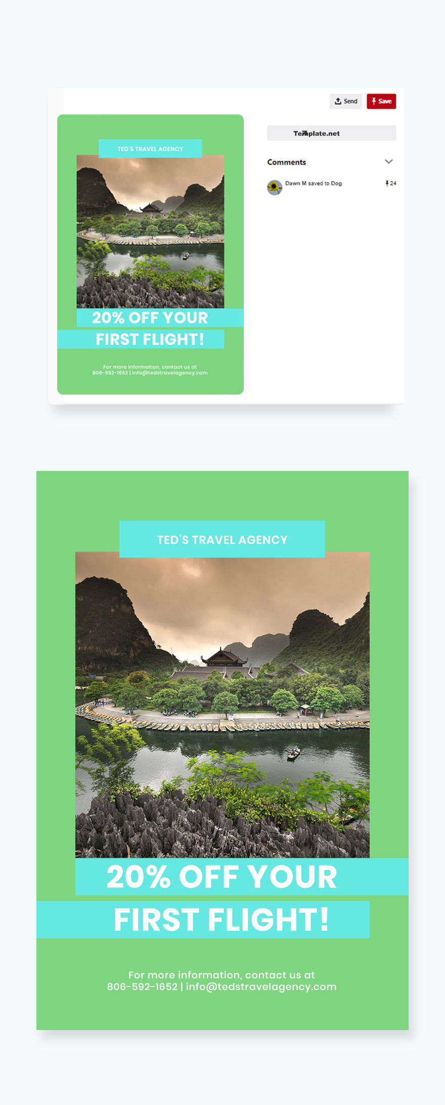 Free Simple Travel Agency Pinterest Pin Template - PSD | Template.net