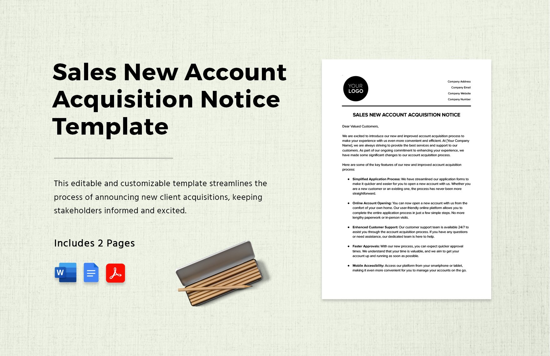 Sales New Account Acquisition Notice Template in Word, Google Docs, PDF