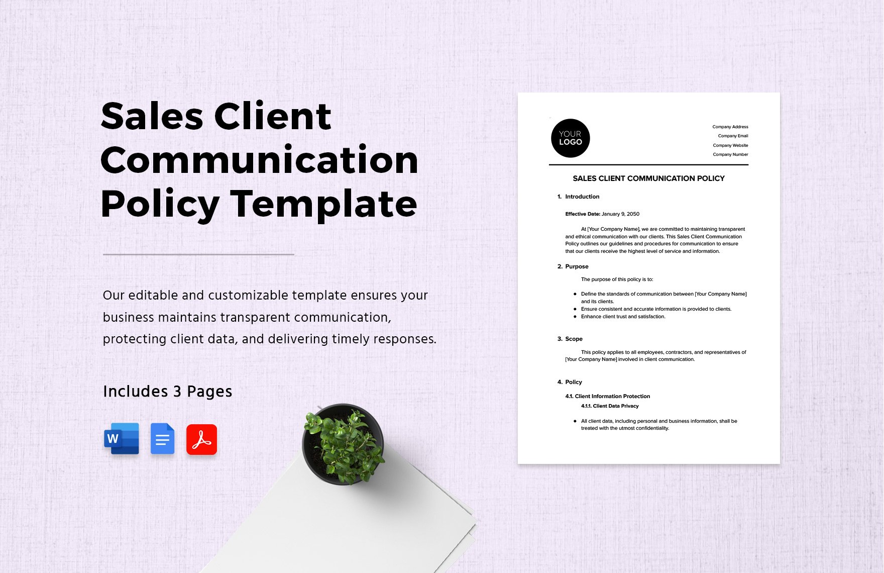Sales Client Communication Policy Template in Word, Google Docs, PDF