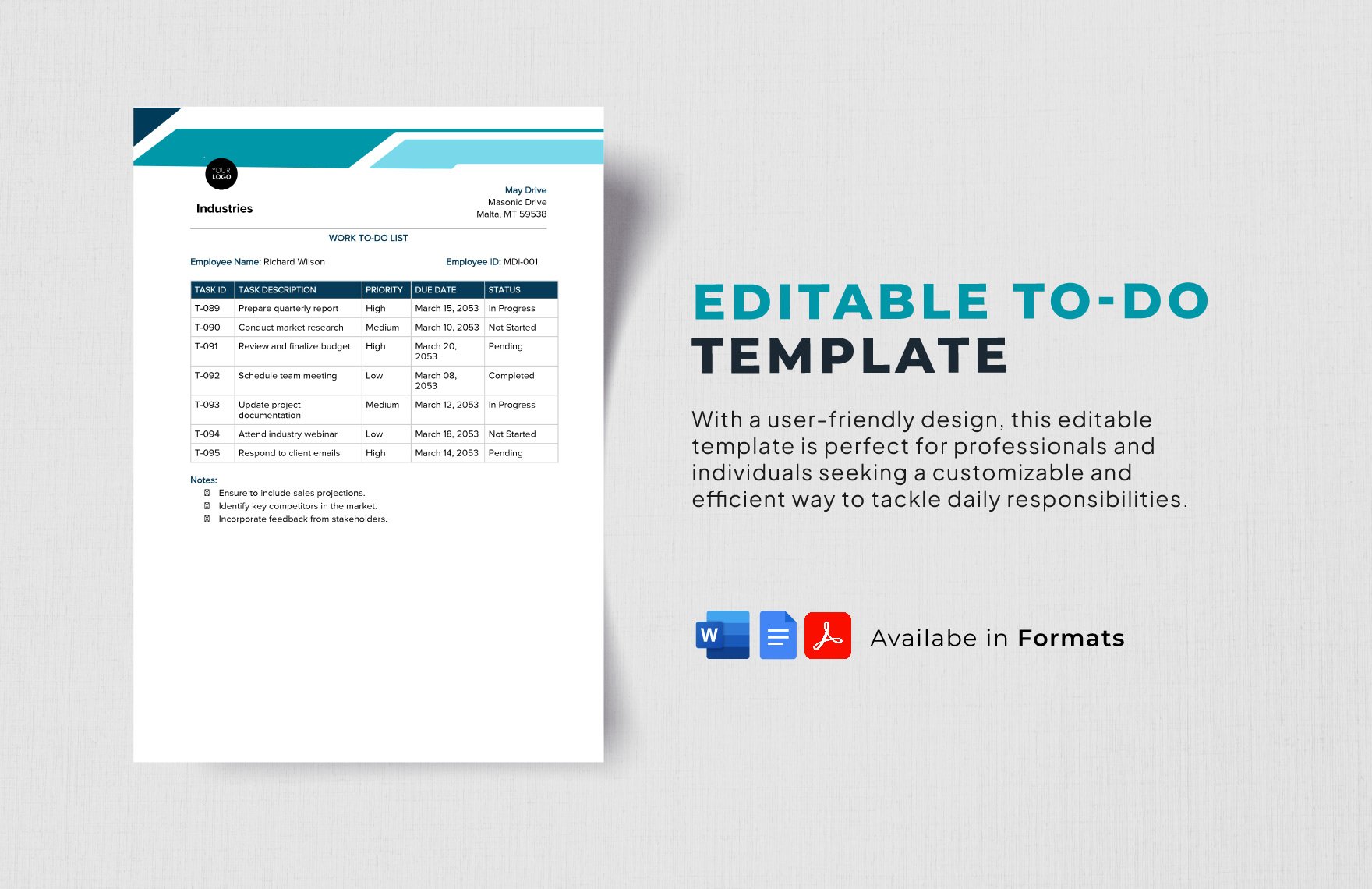 Free Editable To-Do Template in Word, Google Docs, PDF