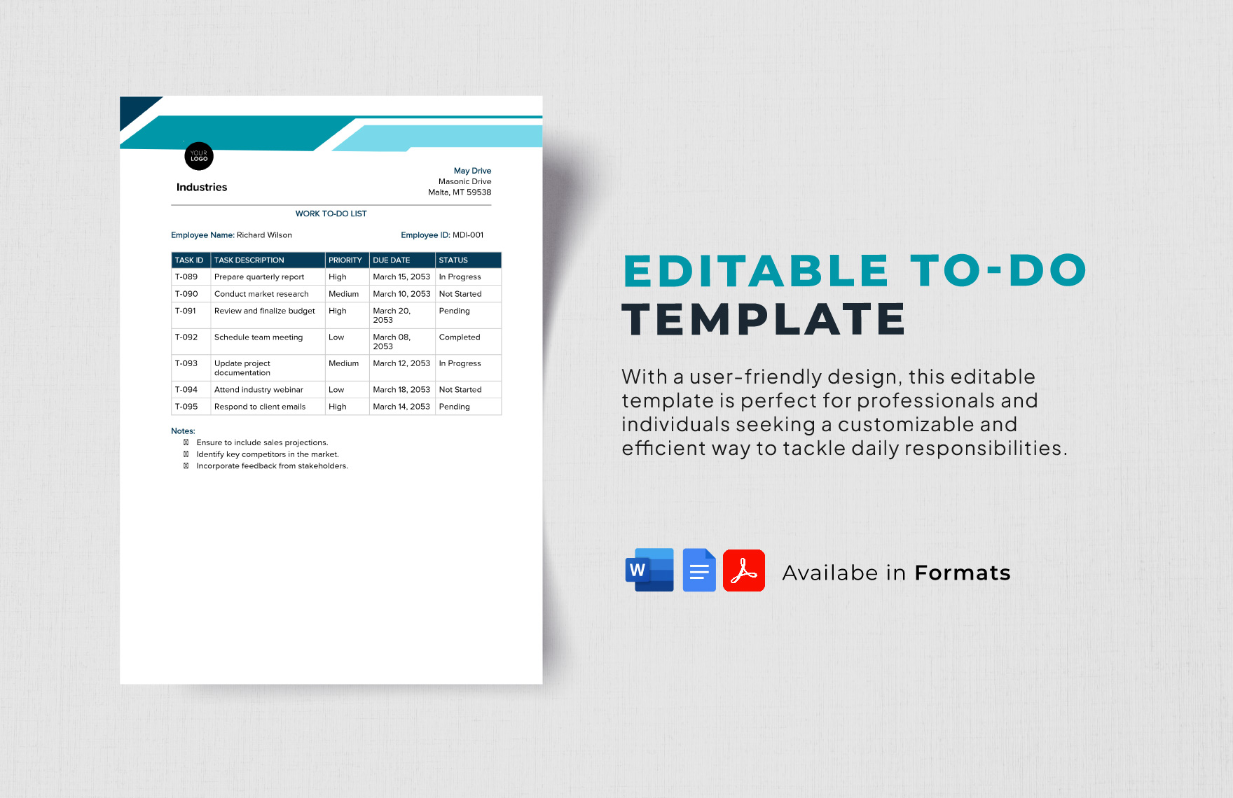 Editable To-Do Template in Google Docs, Word, PDF - Download | Template.net