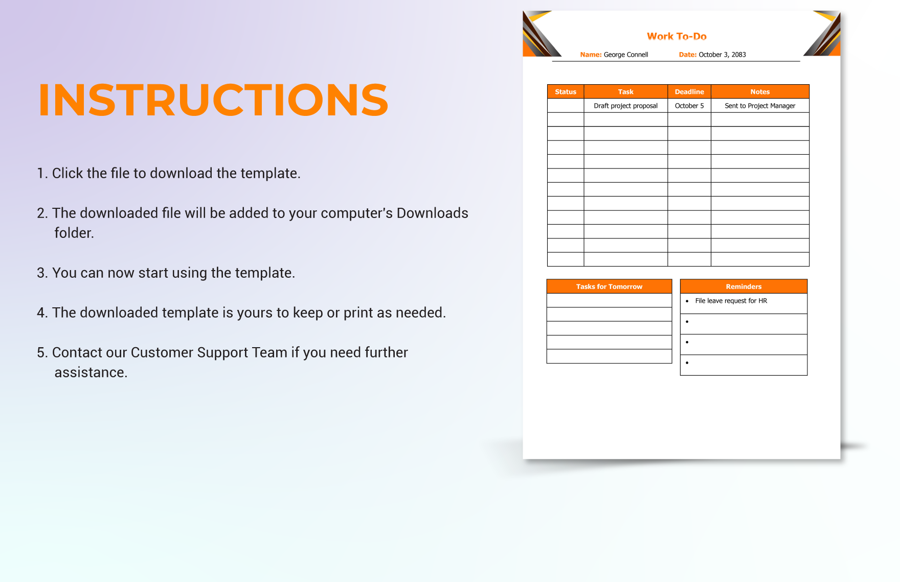 Work To-Do Template
