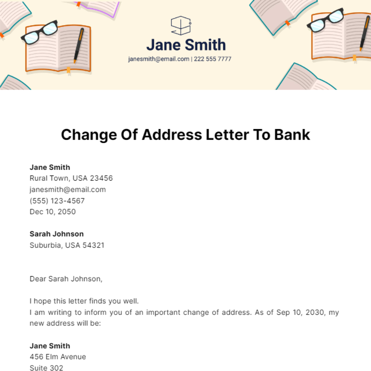 Change Of Address Letter To Bank Template - Edit Online & Download ...