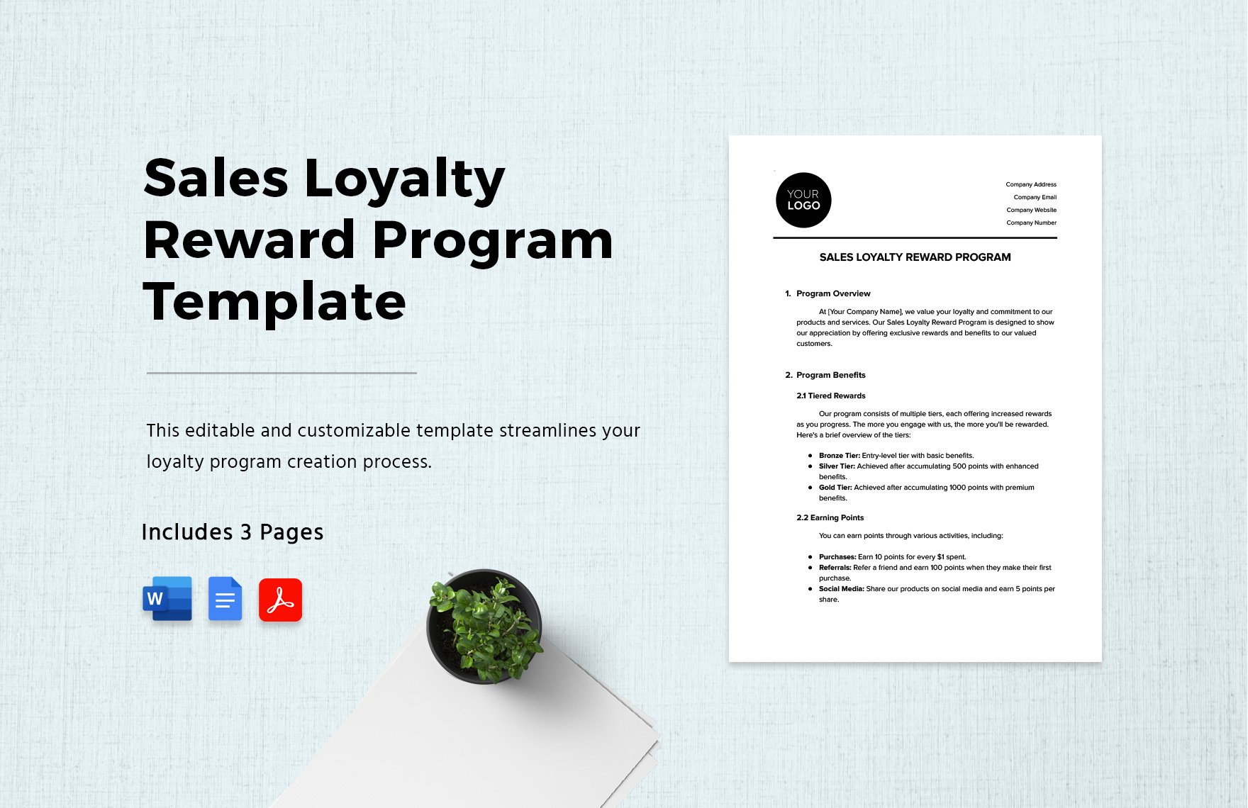 Sales Loyalty Reward Program Template