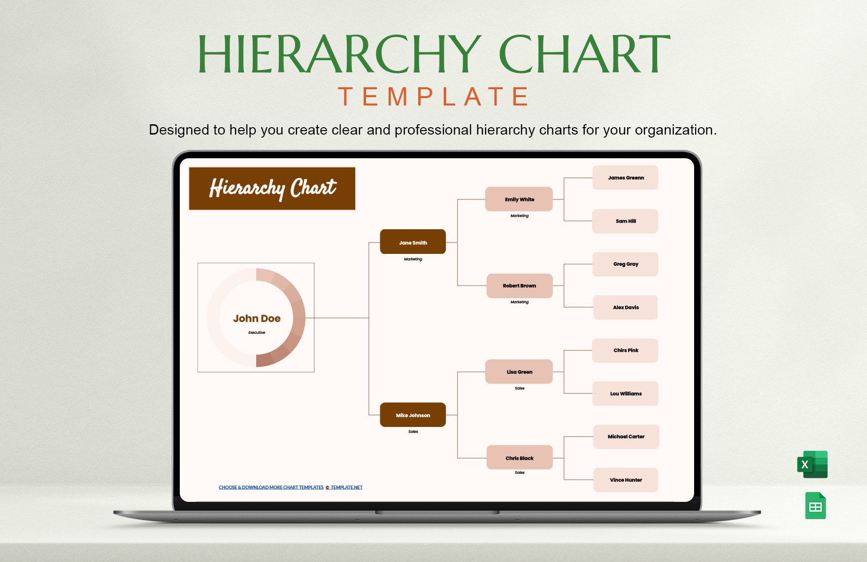 Free Hierarchy Chart Template in Excel, Google Sheets